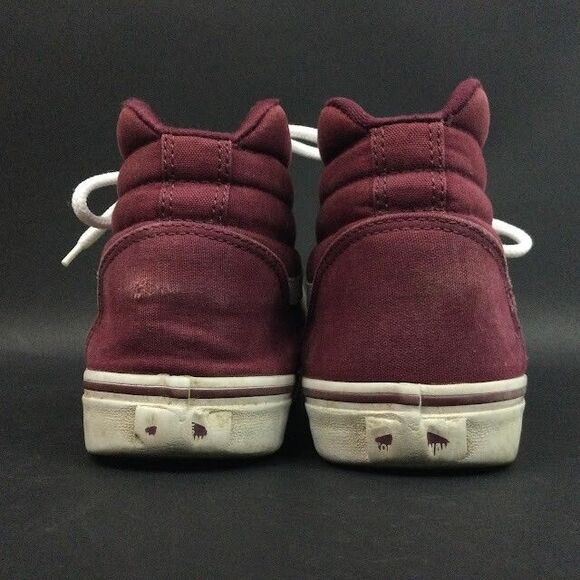 Vans Off The Wall-Womens Sz 8.5-Burgundy Red Suede/Canvas-Mid Skate Shoe- 500714 - Picture 3 of 8